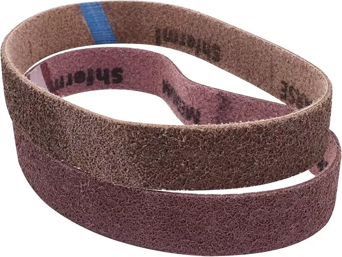 1-1/2 x 30" Non Woven Surface Conditioning Sanding Belts for Pipe Tube Polisher Sander, 1 Each of 150 240 Grit Nylon Brushed Sander Paper for Pipe Belt Sander, 1.5 x 30" Sand Belts for Metal, 2 Pack
