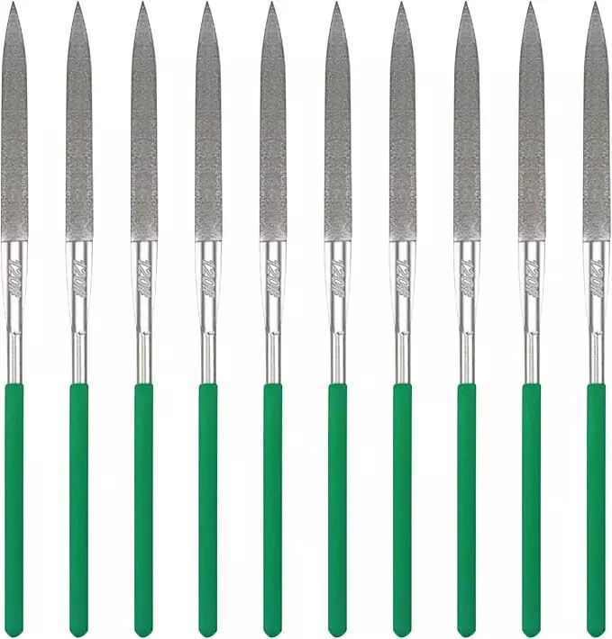 10PCS Diamond Files Half Round Set,Precision Needle File Set,Super Hard Black Nickel Coated Alloy File,Diamond Coated Files for Filing Metal,Ceramic,Stone,Jewelry,Glass.120 Grit,5×180mm