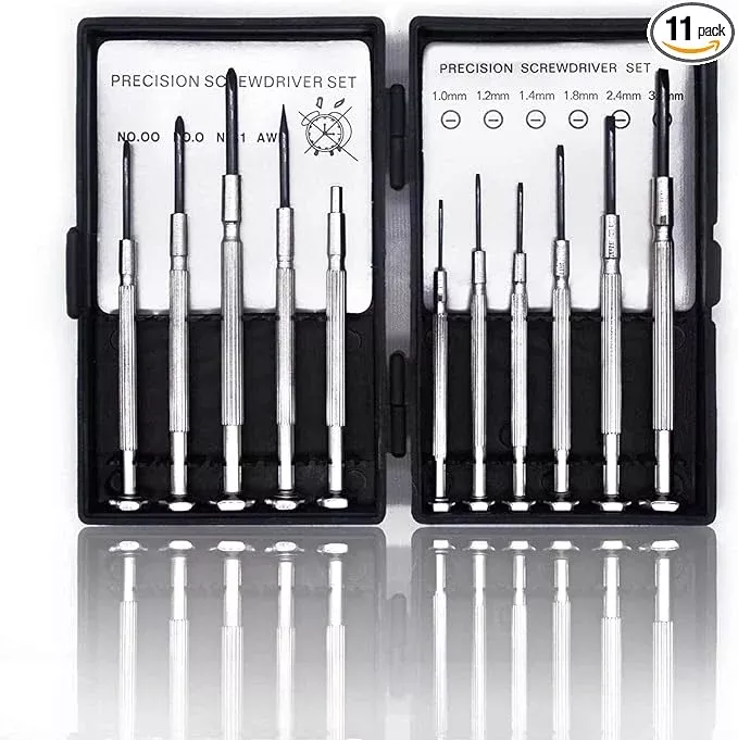11PCS Mini Precision Screwdriver Set, Small Tools with 11 Size Flathead and Phillips Kit, Professional Magnetic Repair Tool for Jewelry, Ring Doorbell, Watch, iPhone, Toys, Computer, Eyeglass