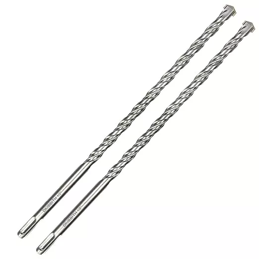 2-Pack SDS Plus Masonry Drill Bits 1/2 Inch x 12 Inch Long Rotary Hammer Drill Bits Carbide Tipped for Concrete Brick Cement Stone Block.