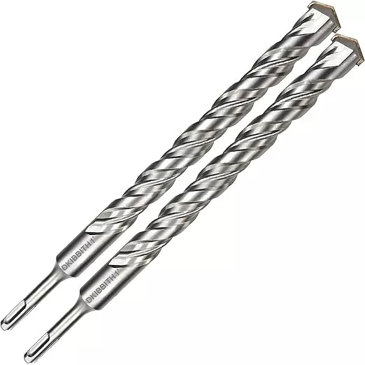 2-Pack SDS Plus Masonry Drill Bits 1Inch x 12 Inch Long Rotary Hammer Drill Bits Carbide Tipped for Concrete Brick Cement Stone Block.