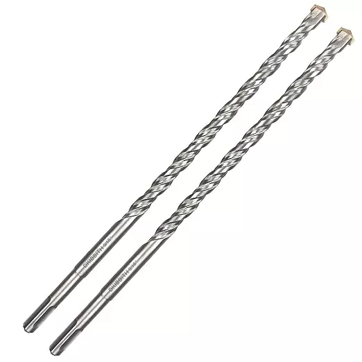 2-Pack SDS Plus Masonry Drill Bits 9/16 Inch x 12 Inch Long Rotary Hammer Drill Bits Carbide Tipped for Concrete Brick Cement Stone Block.