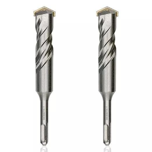 2-Piece 1" SDS Plus Drill Bits Rotary Hammer Drill Bit Set, Carbide Tipped for Drilling Concrete Cement Porcelain Tiles Ceramic Pots Stone Brick, Diameter 25mm, 160mm Long, SDS Plus Shank.