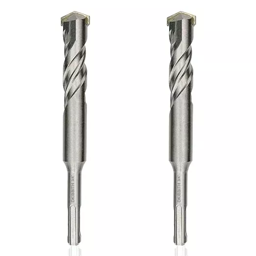 2-Piece 3/4" SDS Plus Drill Bits Rotary Hammer Drill Bit Set, Carbide Tipped for Drilling Concrete Cement Porcelain Tiles Ceramic Pots Stone Brick, Diameter 20mm, 160mm Long, SDS Plus Shank.