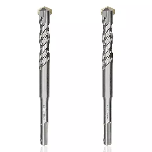 2-Piece 5/8" SDS Plus Drill Bits Rotary Hammer Drill Bit Set, Carbide Tipped for Drilling Concrete Cement Porcelain Tiles Ceramic Pots Stone Brick, Diameter 16mm, 160mm Long, SDS Plus Shank