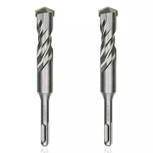 2-Piece 7/8" SDS Plus Drill Bits Rotary Hammer Drill Bit Set, Carbide Tipped for Drilling Concrete Cement Porcelain Tiles Ceramic Pots Stone Brick, Diameter 22mm, 160mm Long, SDS Plus Shank