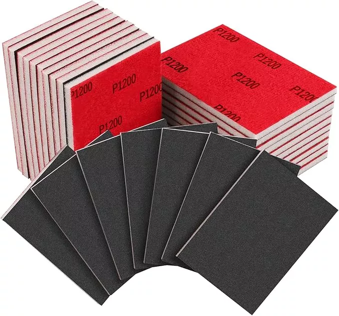 20PCS 3 x 4 Inch 1200 Grit Sanding Sponge, Ultra Fine Sanding Sponges Pads, Soft Foam Hand Sanding Block Dry Wet Sandpaper Blocks for Model Drywall Metal Wood Furniture Polishing