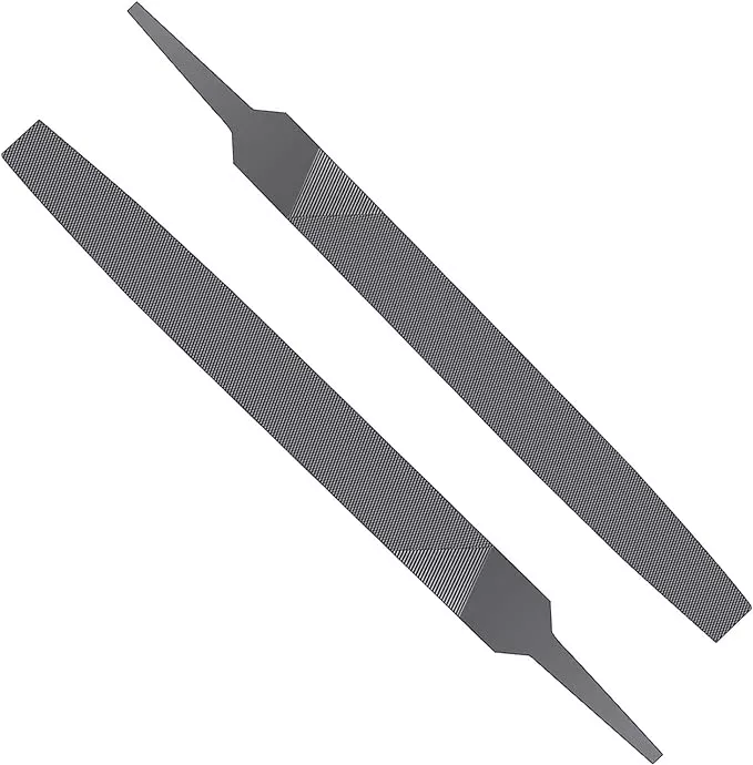 2P 6-inch Flat Medium Cut File Double Cut Teeth High Carbon Steel Hand File Single Cut Hardened Without Handle Ideal for Wood, Metal, Plastic