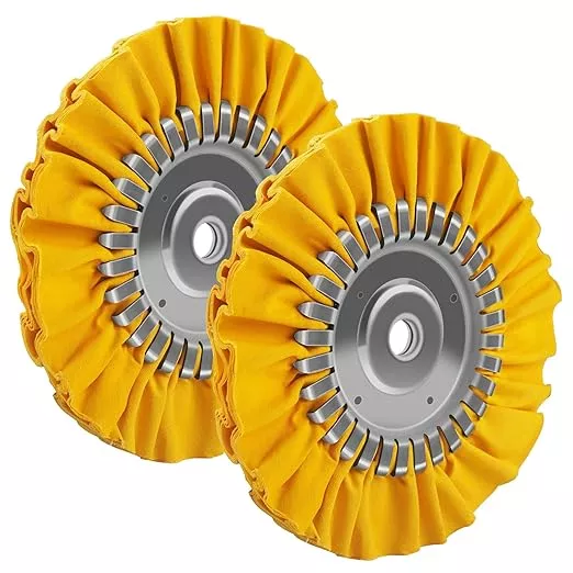 2PCS 8" Airway Buffing Wheel with 5/8" Arbor Flange-Free Hub, Yellow Buffing Wheels for Angle Grinder, Metal Polishing Wheel for Aluminum Wheels Stainless Steel Oxidation Removal