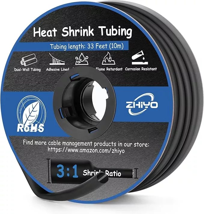 3/8" Heat Shrink Tubing, 33 Ft 3:1 Dual Wall Adhesive Lined Heat Shrink Tube, Marine Grade Waterproof Shrink Wrap Tubing, Electrical Industrial Automotive Sealing Shrink Tube for Wire Insulation
