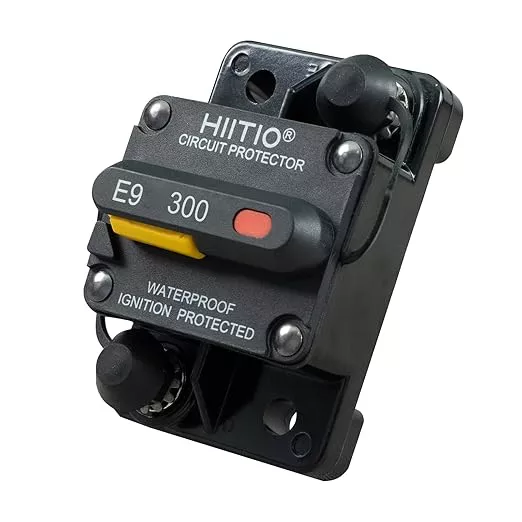 300 Amp Marine Circuit Breaker, Waterproof Manual Reset Switch, 12V-48V DC Circuit Breaker, 3/8" Studs, for Boat Trolling Motor/Marine ATV/Battery/Solar System (300A)