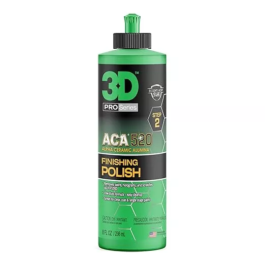 3D ACA 520 Finishing Polish - 8oz - Step 2 Body Shop Finishing Polish - Easy Clean Up, Superior Finish, No Fillers - True Paint Correction - Alpha Ceramic Alumina