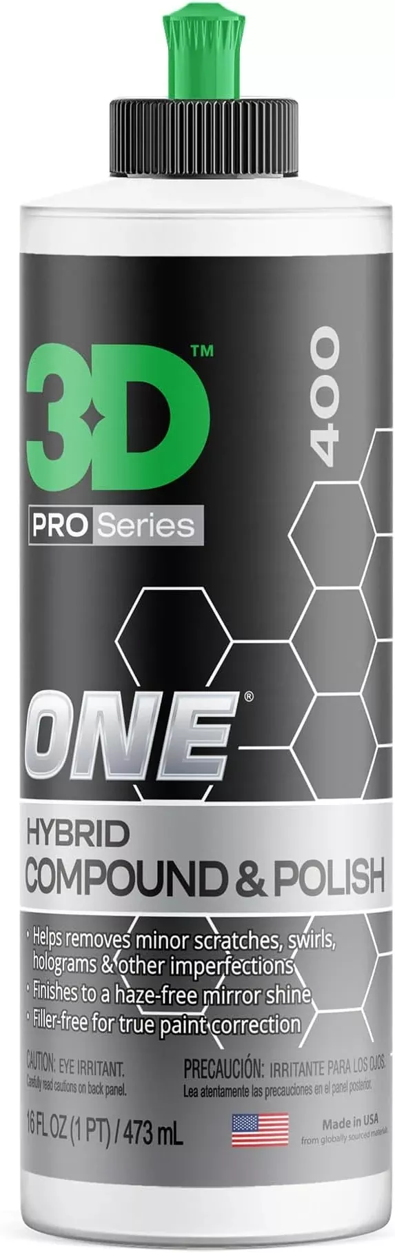 3D One Car Scratch & Swirl Remover Hybrid Rubbing Compound & Polish Buffing Compound for True Paint Correction 16oz Made in USA