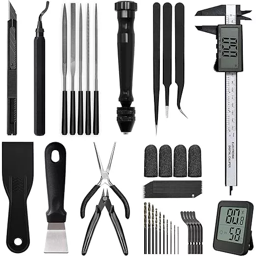3D Printer Tools Kit, Quality 3D Printing Tool Kit for Model Measuring/Finishing/Deburring/Drilling, 3D Printer Accessories for All FDM/SLA Printers Removing Support, Cutting Filament