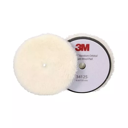 3M Perfect-It Random Orbital Medium Wool Compounding Pad, 6"/150 mm, White, 34125, Orbital Pads for Automotive Compounding and Polishing