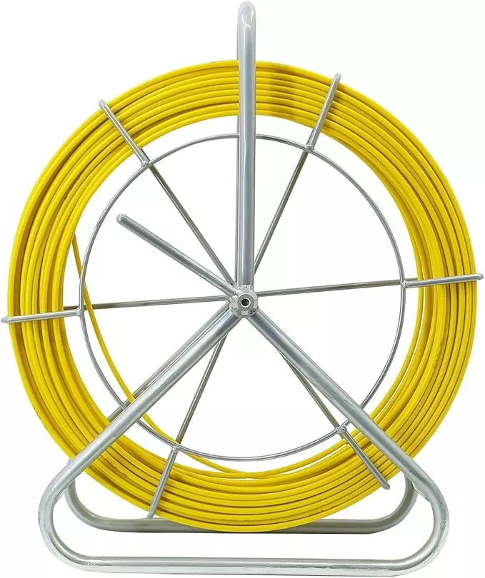 4.5MM 250FT Duct Rodder Cable Pulling Rod Fiberglass Duct Rod Fish Tape Puller Wire Cable Running Rod with Cage