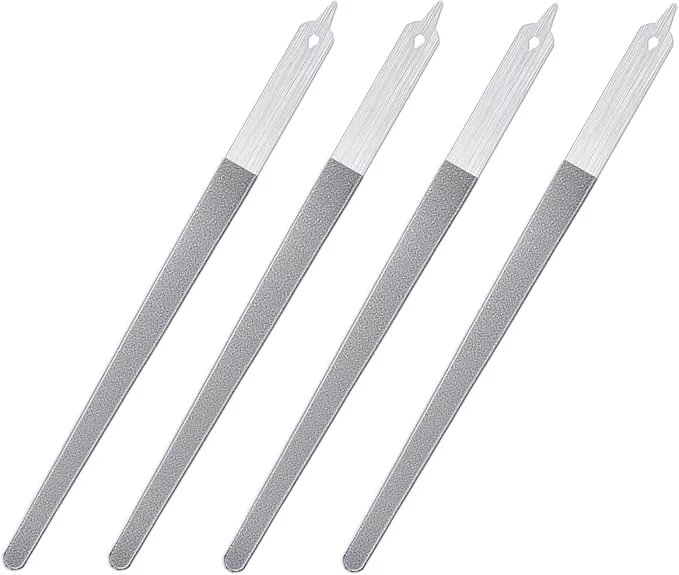 4 Pcs Diamond Deb Nail File Metal Nail File with Sharp Pointed Tip, Stainless Steel Nail Filer Metal Nail Files for Natural Nails Double Sided Manicure Pedicure Toenails Tools for Salon Home (Large)