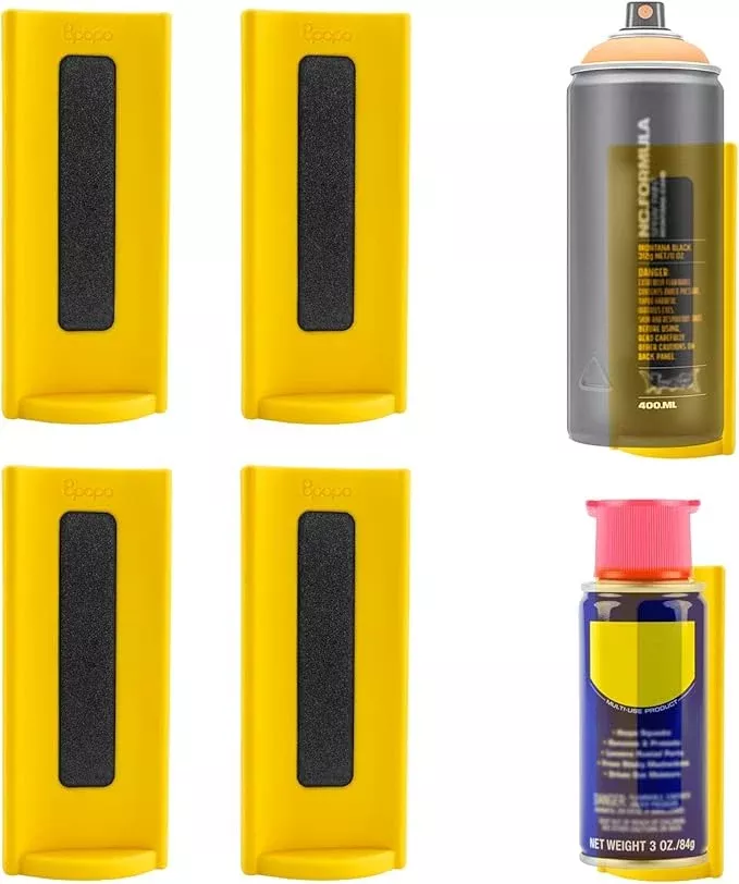 4 Pcs Magnetic Aerosol Spray Can Holder,Powerful Magnet Toolbox Bottle Holder, Spray Can Wall Mount Organizer Paint Can Bottle Rack for Garage,Toolbox, Workspace
