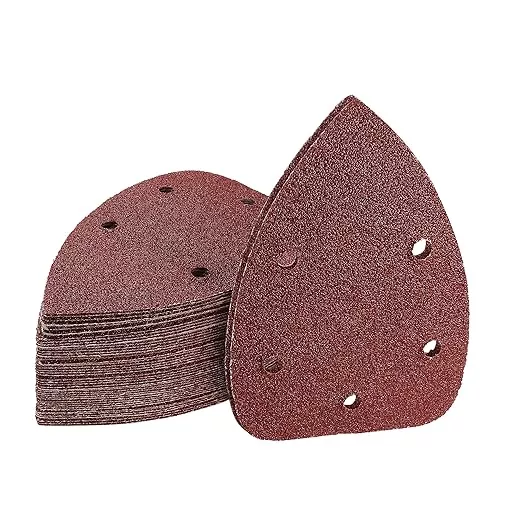 40 Grit Mouse Sander Sandpaper, Jamiikury 5 Hole Detail Sander Sandpaper Palm Sander Paper Mouse Sanding Pads Hook and Loop Sanding Sheets - Pack of 20