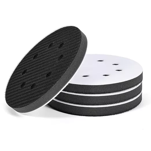 4Pack 5 Inch 8 Holes Orbital Sander Foam Pad,Hook and Loop Foam Sanding Pads,Sponge Cushion Buffer Backing Pad for Orbital Sander