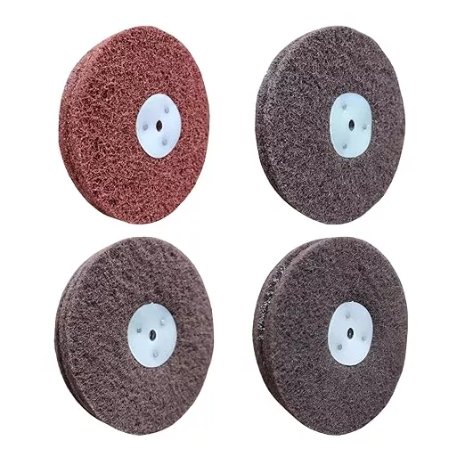 4PC 6 Inch x 2 Section Satin Non Woven Abrasive Polishing Wheel Kit for Bench Grinder, 3/8 Inch Arbor Hole, Includes Each 1PC 80#, 120#, 180# and 320#