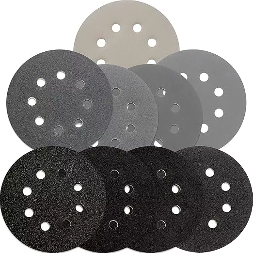 5 inch Wet Dry Sanding Discs Hook & Loop 54 pcs, 80 120 180 220 400 600 1000 2000 3000 Grit Silicon Carbide Orbital Sander Sandpaper Assortment with Tack Cloth, Automotive Wood Metal S&F STEAD & FAST