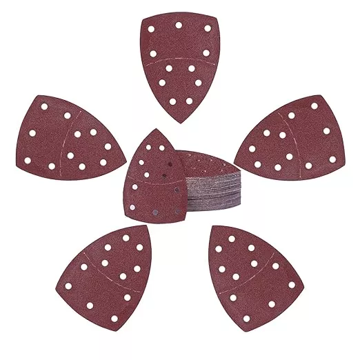 50PCS Mouse Detail Sander Sandpaper 11 Holes 100 Grit Hook and Loop Mouse Sanding Sheets for Mouse Sanders Abrasive Pads for Precision Sanding