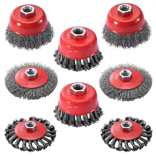 8 Pack Wire Wheel for Angle Grinder Set,4-1/2" Angle Grinder Wire Wheel & Wire Brush for Grinder - 5/8"-11 Arbor - Heavy Duty Wire Wheel for Rust Removal, Polishing - Durable Grinder Wire Wheel Combo