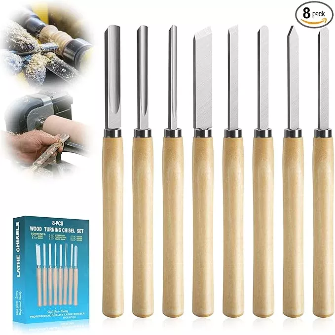 8 Pcs Wood Lathe Tools, Wood Chisel Sets, Suitable For Wood Working Tools, Which is Used for Lathe, is Suitable for Beginners and Professionals (8)