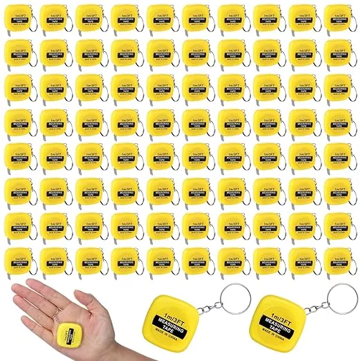 80 Pack Mini Tape Measure Keychains, 3ft/ 1m Functional Small Retractable Measuring Tape Portable Easy Read Pocket Measurement Tape for Birthday Party Favors Engineer Crafter Daily Use(Orange)
