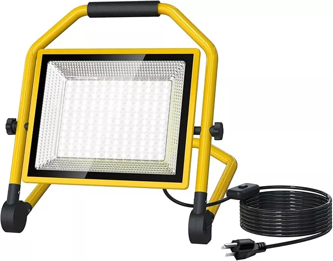 8400LM Super Bright LED Work Light, 70W Worklight with 16.4FT Cord, 180° Adjustable Stand, IP65 Waterproof Flood Light for Outdoor/Indoor Job Site Construction, Garage Lighting