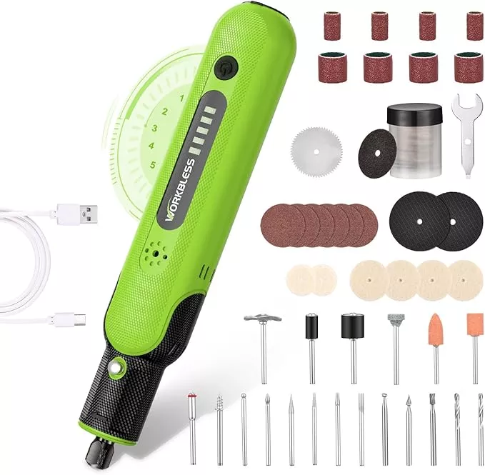 8V Cordless Rotary Tool Kit with 103pcs Accessories, USB-C Charging, 5-Speed 25000RPM mini cordless rotary tool, Power Rotary Tool for Engraving, Sanding, Drilling, Polishing, DIY Crafts
