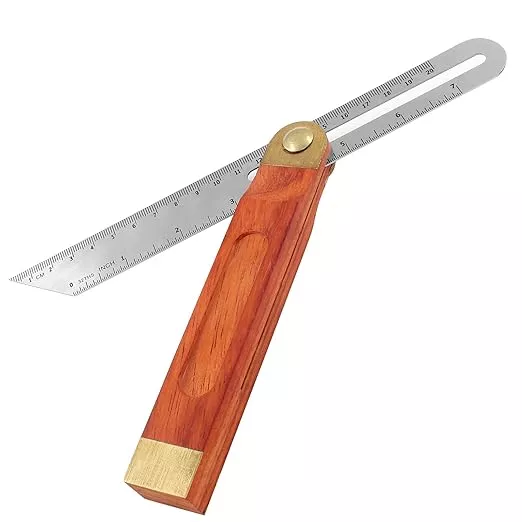 9 Inch T-Bevel Angle Finder Sliding Gauge, Adjustable Ruler Protractor with Hardwood Handle, Metric Marks