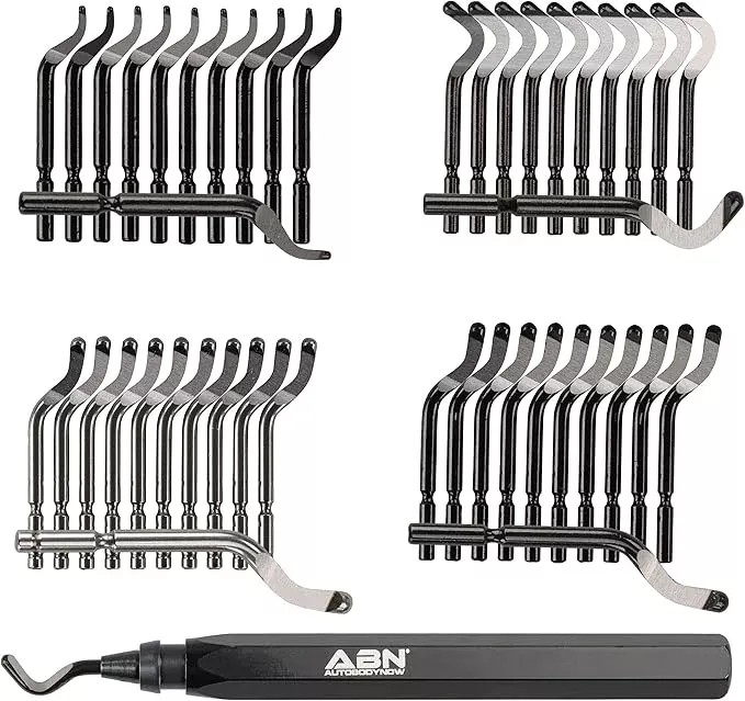 ABN Steel Deburring Tool for Metal, Resin, Plastic - 42 Piece 3D Printer Deburring Tool Kit - Hand Deburring Tool with Hooked Blades, Small Hole Blades, Hard Material Blades