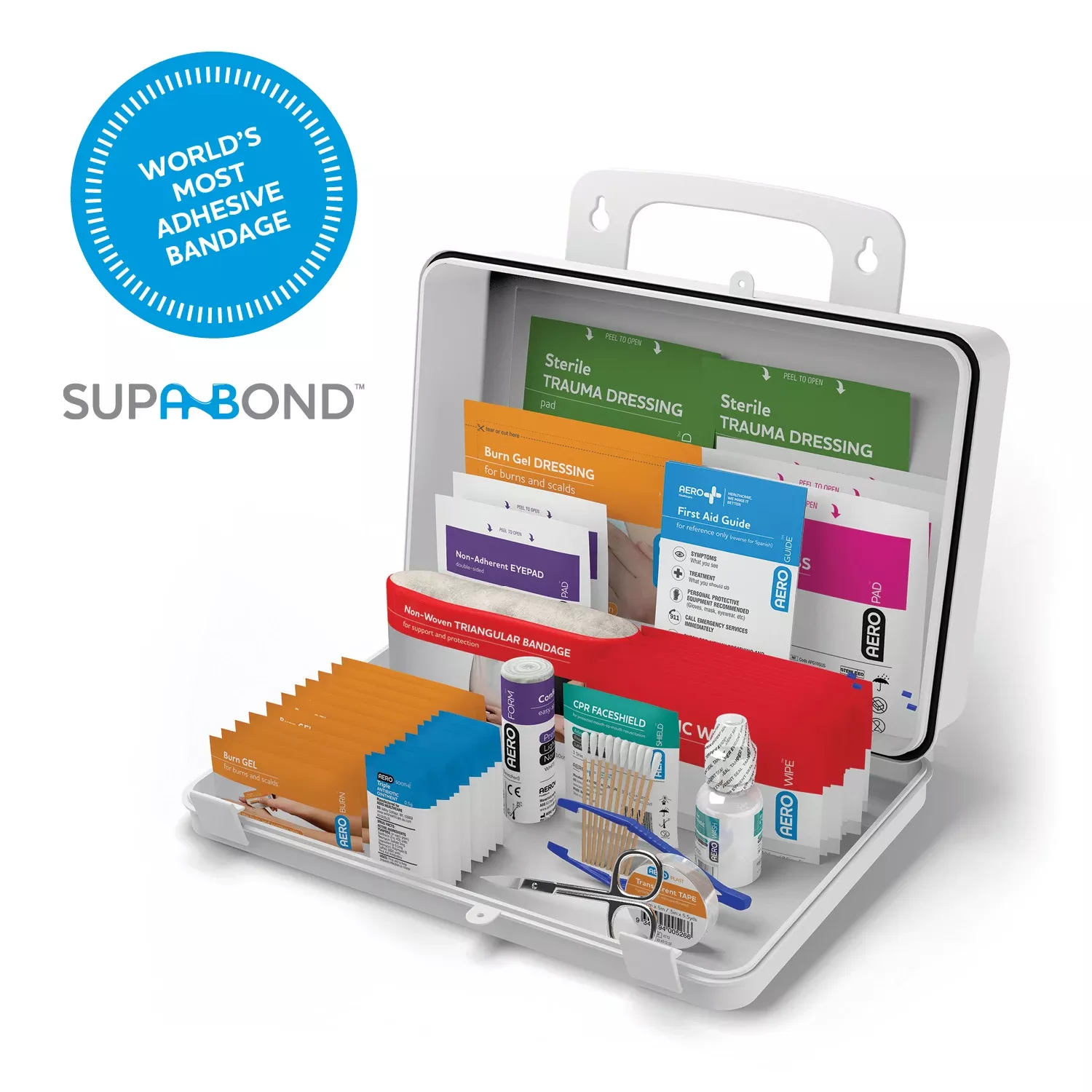 Aero Healthcare SUREFILL First-Aid Kit 25-Person Series All Purpose Weatherproof Plastic Case AK25W
