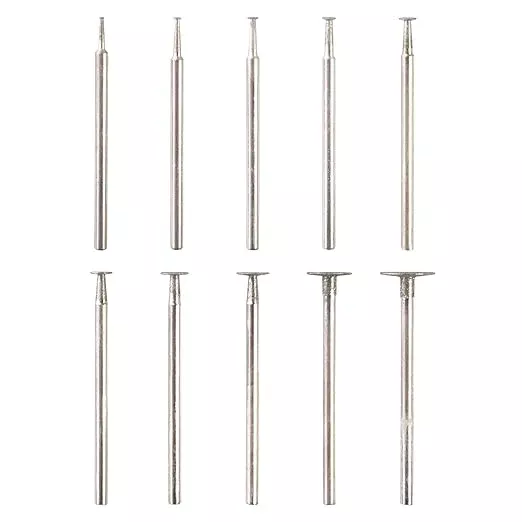AM ARROWMAX 10pcs T Shape Diamond Burr - 3/32'' Shank Mini Channel Cutting Burs Diamond Mounted Stone Carving Bits for Rotary Tools Includes Dremel