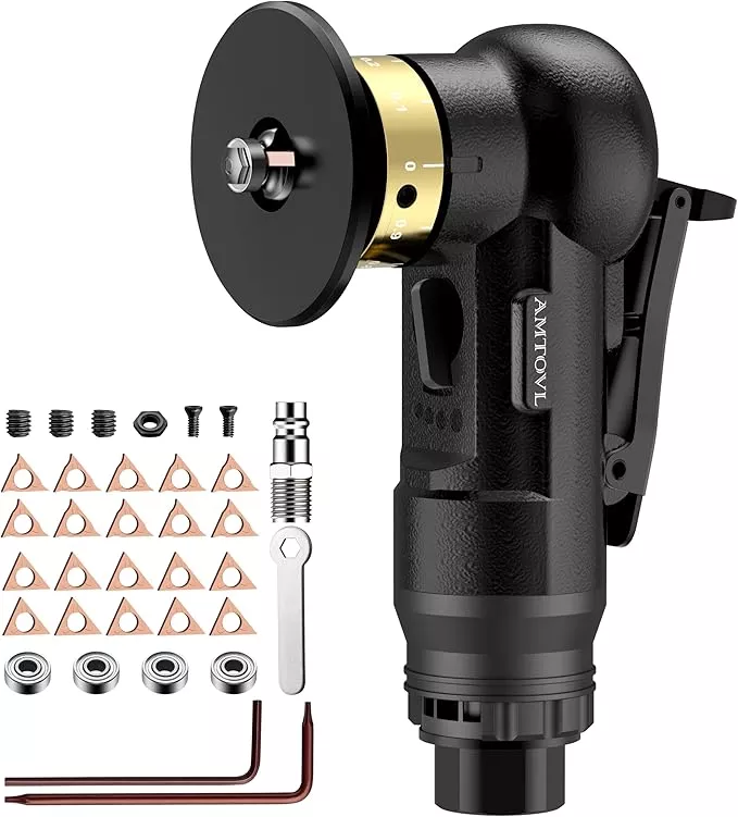 AMTOVL Air Chamfer Tool - Mini Pneumatic Chamfering Machine, 30000 RPM Pneumatic Chamfering Tool, 45 Degree Air Beveling Machine with 1/4 Inch Air Inlet for Metal, Wood, Acrylic Deburring