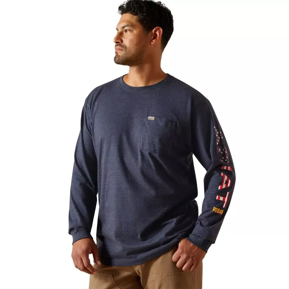 Ariat Men's Rebar Cotton Strong Standard Logo Pocket T-Shirt - Navy Blue, X-Large 10062755-XL