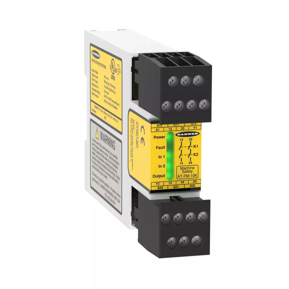 Banner 60698 | AT-FM-10K | Safety Relay Module for Two-Hand Control Buttons
