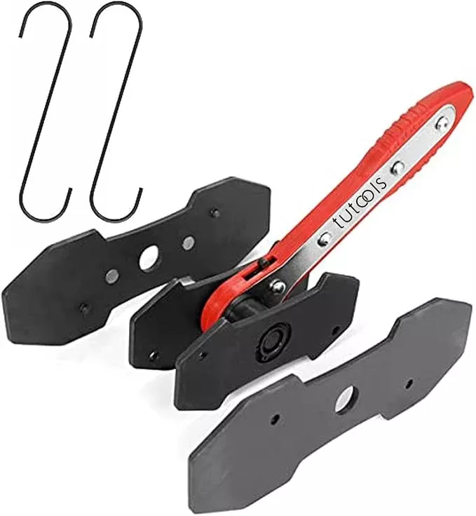 Brake Caliper Press, Caliper Piston Spreader, Brake Tools,Brake Caliper Piston, Brake Caliper Press Ratchet with 2 Extra pcs Steel Plates, Red