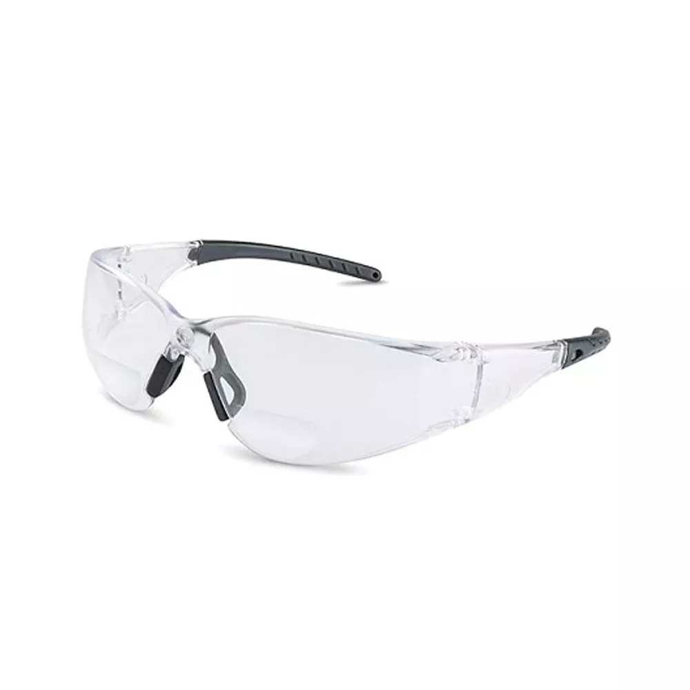 Brass Knuckle Protection Reader Bifocal Safety Glasses 1.5 Diopter Smoked Lens, Clear Frame BKREAD-6015S