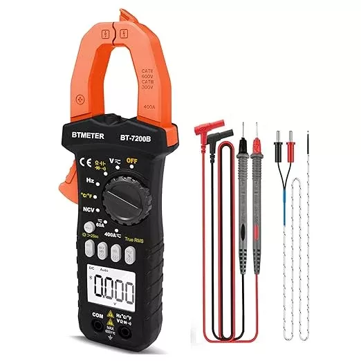 BTMETER BT-7200B TRMS 6000 Counts Clamp Multimeter, Digital Clamp-on Ammeter for AC/DC Current Voltage Resistance Capacitor Frequency Continuity Temperature NCV