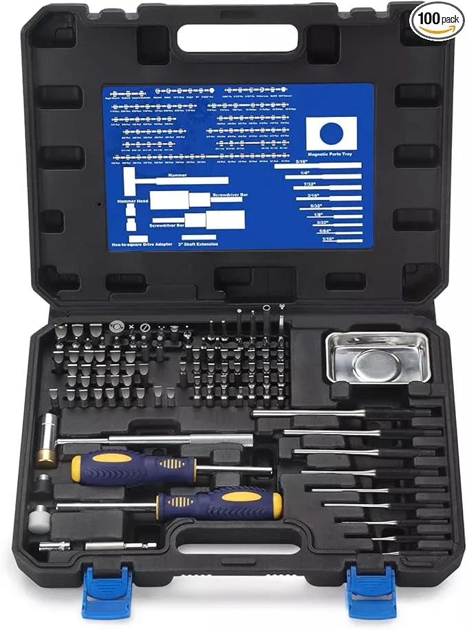 BULLTOOLS Precision Screwdriver Set, 100-Piece Torque Screwdriver Engineering Repair Kit, Roll Pin Punch Set with Magnetic Screwdriver Handle and Storage Case for Maintenance