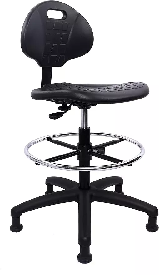 Chair Master (Tall Bench Stool, Glides Easy to Clean! Ergonomic Polyurethane Drafting Stool. Seat Height Range 23"-33". Heavy Duty Adj. Footring. for Home Office Lab Workstation