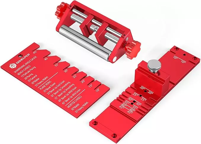 Chisel Sharpening Jig, Wood Honing Guide for Chisels and Planes Width 0.1" to 2.8" with Sharpening Angle Fixture, Angle Gauge from 10° to 45°