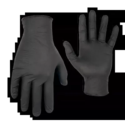 CLC 2337L Black Nitrile Disposable Gloves, Non-Powdered, 100/Box