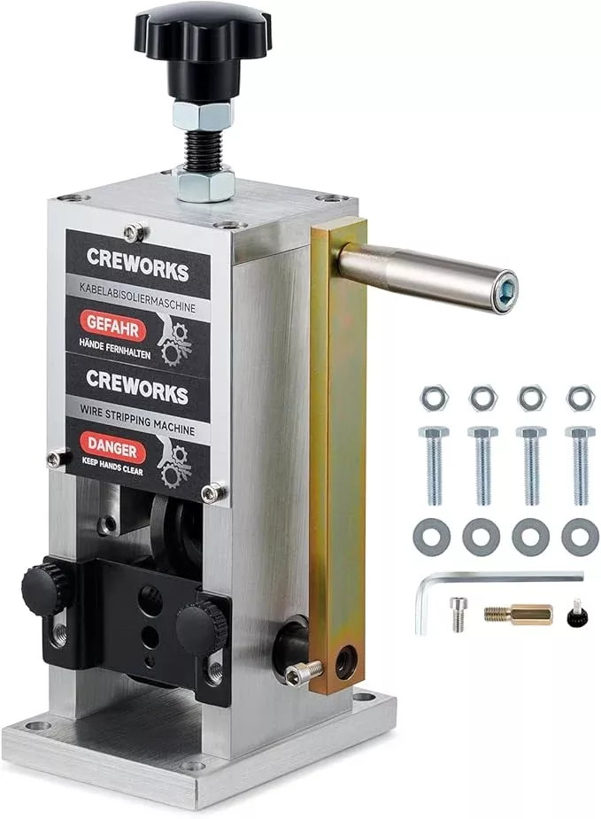 CREWORKS Manual Wire Stripper Machine, 0.06"-1" Wire Stripping Machine, Wire Stripping Tool for 1.5-25 mm Scrap Wire, Cable Stripper for Power Drill, Copper Wire Stripper for Leftover Cable