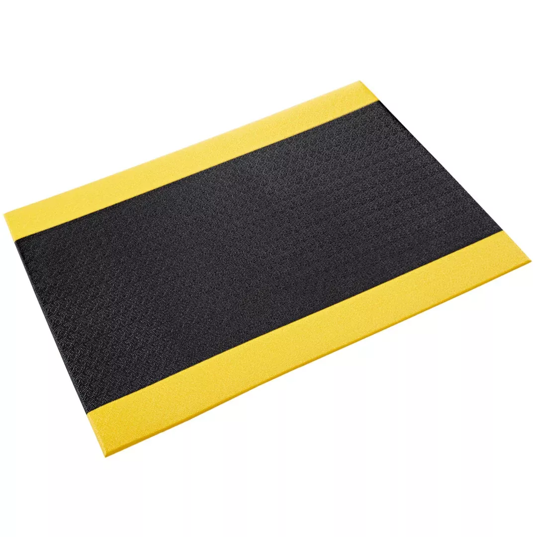 Crown Anti-Fatigue Matting 3/8" 2'x3' Comfort-King Floor Mat Black/Yellow Dry Area CK 0023YB
