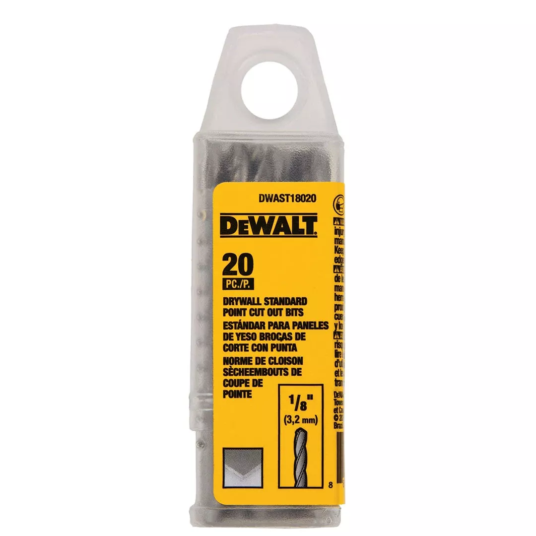 DeWalt 1/8" Standard Drywall Point Cut-Out Bits (20 Pack) DWAST18020