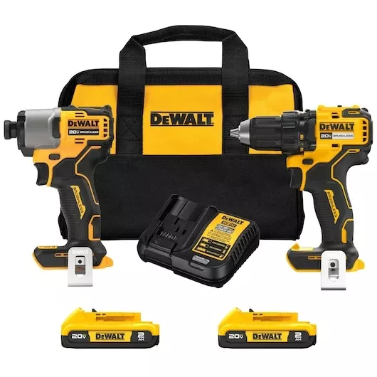 DEWALT 20V MAX* Brushless Cordless 2-Tool Combo Kit with (2) 2.0Ah Batteries and Bag DCK227D2